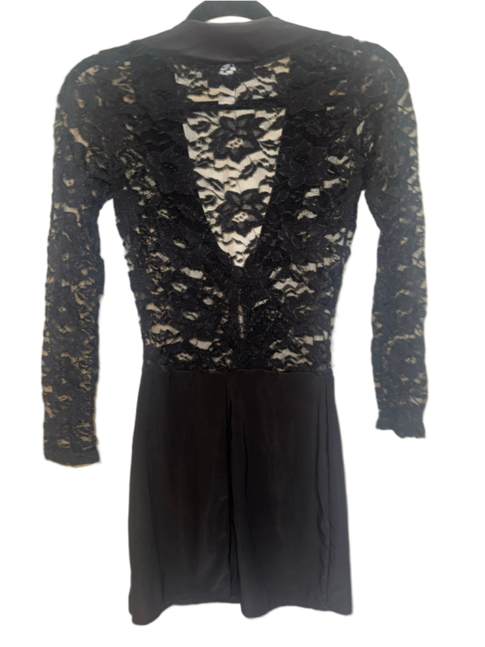 Roma Black Lace Long Sleeve Mini Dress Size S
